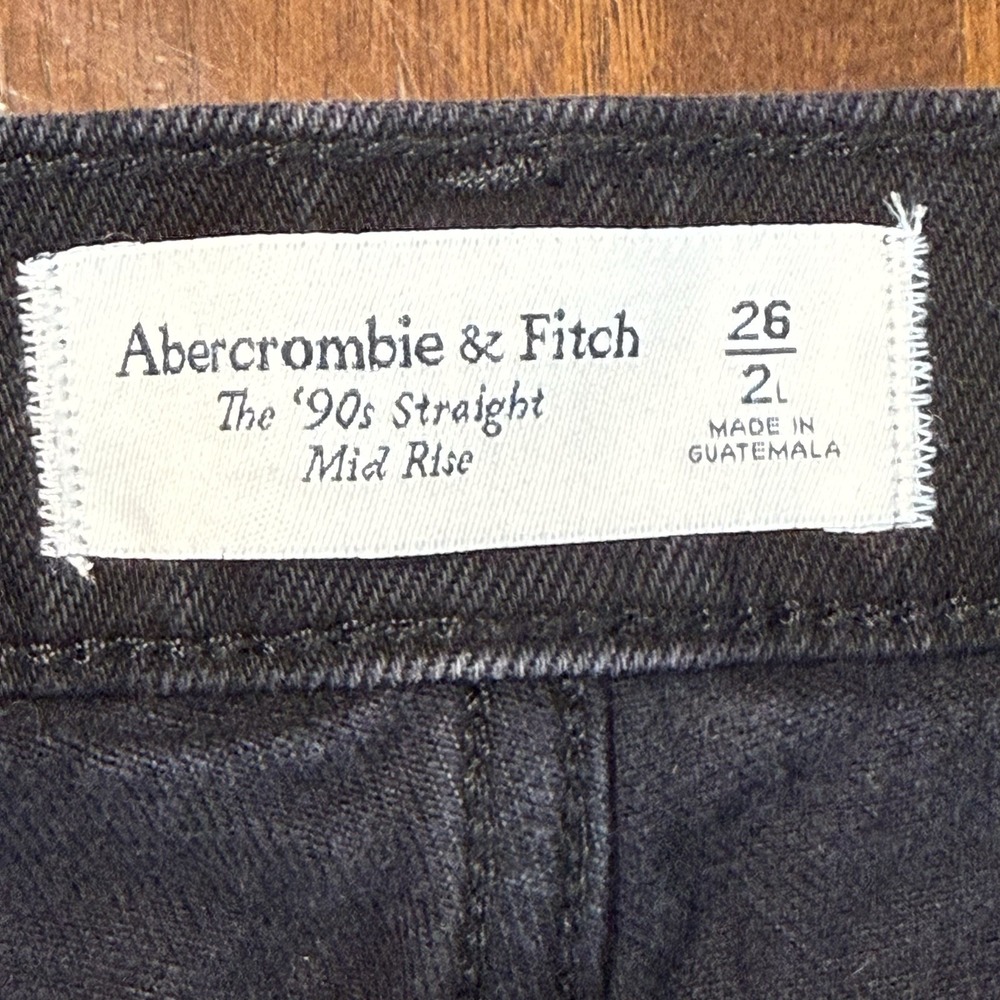 Abercrombie Fitch Womens The 90s Straight Jeans Size 2L Black Mid Rise Tall New - Picture 5 of 9